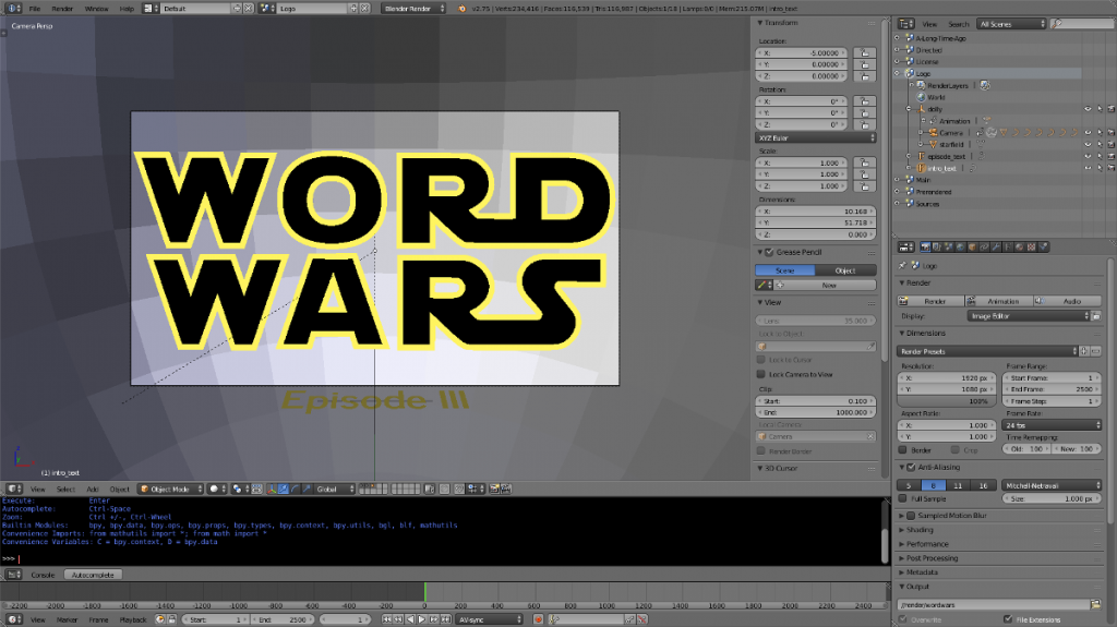 Word Wars Blender Scene